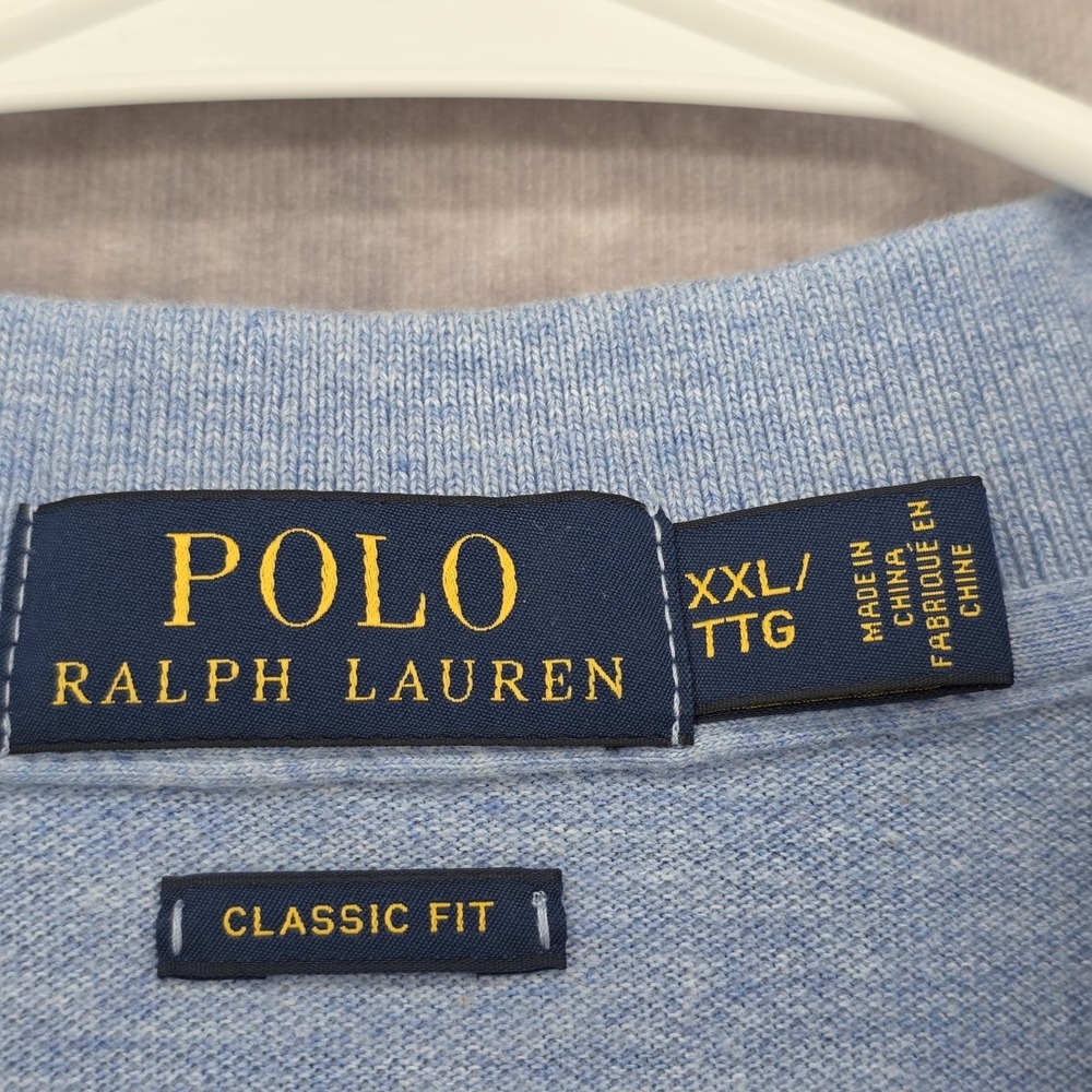 Polo Ralph Lauren Men's XXL Short Sleeve Polo Shirt Classic Fit Blue Pony Cotton - Picture 3 of 8